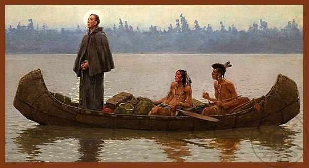 henry farny eserleri Pere Marquette nehirde kızılderililer