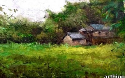 Bir Ev Resmi Çizimi, Yağlıboya Köy Evi Resmi Nasıl Yapılır?