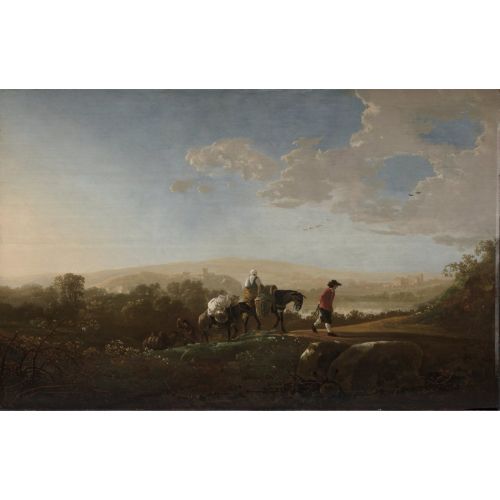 Aelbert Cuyp, Travelers In Hilly Countryside Aelbert Cuyp, Travelers In Hilly Countryside
