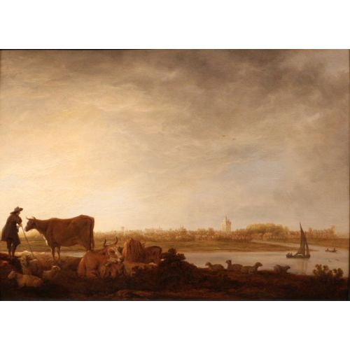 Aelbert Cuyp, View Of Vianen With A Shepherd And Cattle By A River Aelbert Cuyp, View Of Vianen With A Shepherd And Cattle By A River