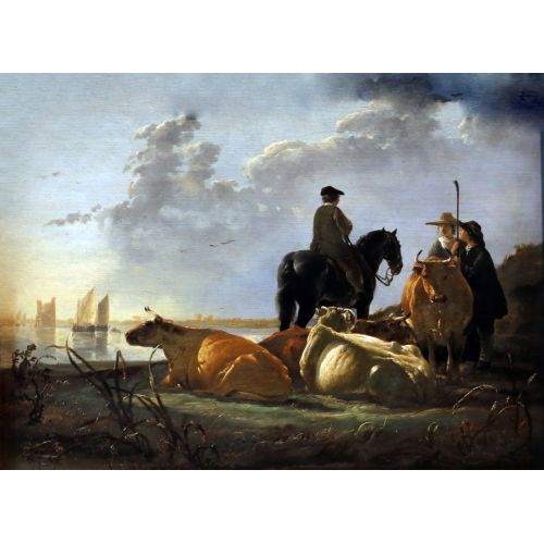 Aelbert Cuyp, Farmers With Cattle At The Merwede River Aelbert Cuyp, Farmers With Cattle At The Merwede River