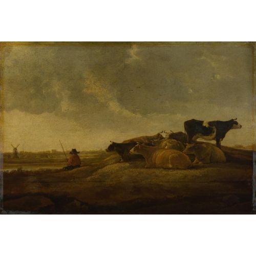 Aelbert Cuyp, Herdsman With Seven Cows By A River Baroque Art Movements Aelbert Cuyp, Herdsman with Seven Cows by a RiverAelbert