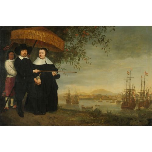 Aelbert Cuyp, Jacob Mathieusen And His Wife In The Background The Return Fleet At The Roadstead At Batavia Aelbert Cuyp, Jacob Mathieusen And His Wife In The Background The Return Fleet At The Roadstead At Batavia