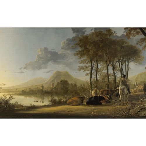 Aelbert Cuyp, Süvari Ve Köylüler İle Nehir Manzarası Aelbert Cuyp, Süvari Ve Köylüler İle Nehir Manzarası