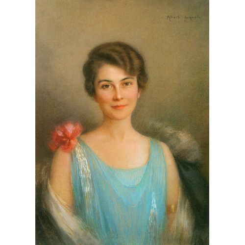 Albert Lynch, A Portrait Of A Lady In Blue