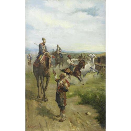 Alberto Pasini, Arap Atlılar İle Manzara Alberto Pasini, Arap Atlılar İle Manzara