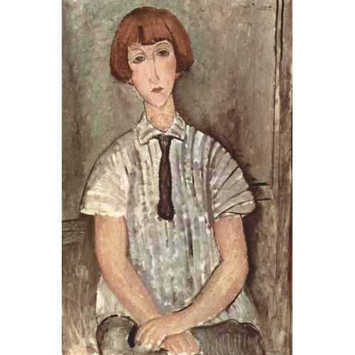 Amedeo Modigliani, Çizgili Gömlekli Genç Kız Amedeo Modigliani, Çizgili Gömlekli Genç Kız
