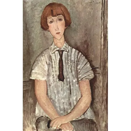 Amedeo Modigliani, Jeune Fille A La Chemise Rayee Expressionism Amedeo Modigliani, Jeune Fille A La Chemise Rayee Expressionism Art Movements Amedeo Modigliani, Jeune Fille à La Chemise
