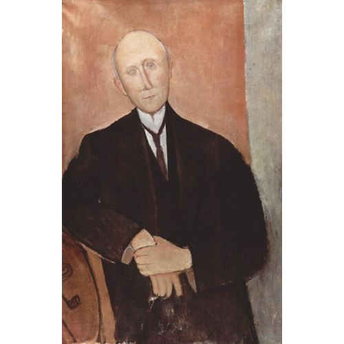 Amedeo Modigliani, Seated Man With Orange Background Amedeo Modigliani, Seated Man With Orange Background