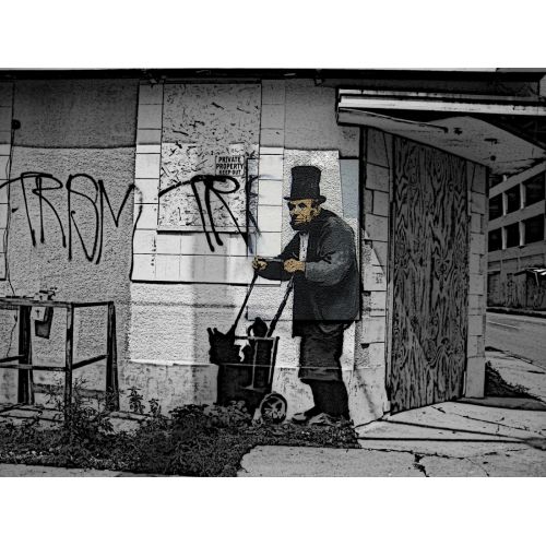 Banksy, Homeless Lincoln Pop Art Banksy, Homeless Lincoln Pop Art Art Movements Banksy, Homeless LincolnThis artwork by Banksy depicts a portrayal of Abraham