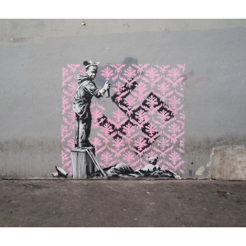 Banksy, Girl Painting Pink Banksy, Girl Painting Pink
