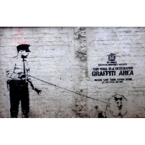 Policeman With Dog, Banksy Policeman With Dog, Banksy