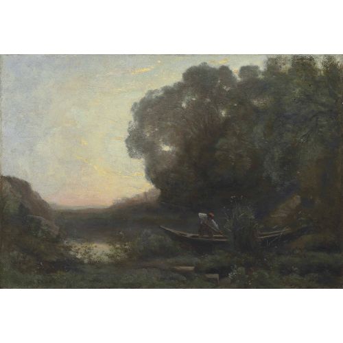 Camille Corot, Kıyıdaki Kayıkçı Güneşin Batması Camille Corot, Kıyıdaki Kayıkçı Güneşin Batması