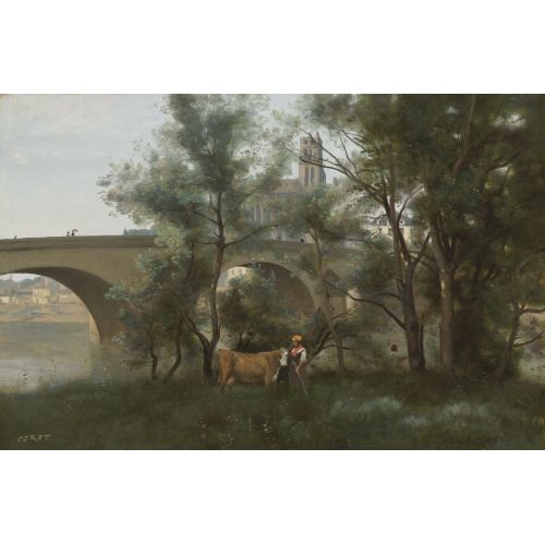 Camille Corot, Mantes Les Bords De La Seine Au Pied Du Pont
