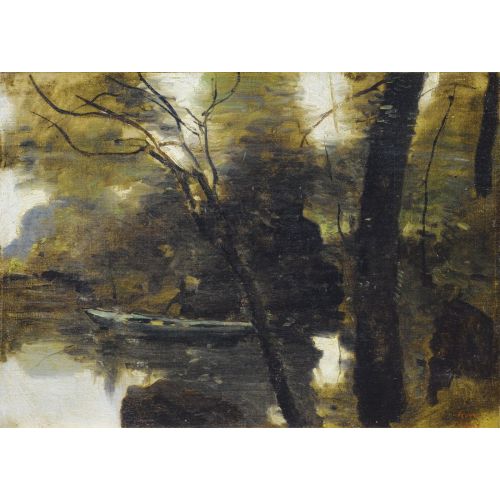 Camille Corot, Noisy Le Grand Boat At The Waters Edge Camille Corot, Noisy Le Grand Boat At The Waters Edge