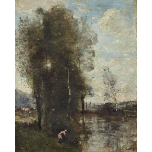 Camille Corot Peasant Woman Back On The Edge Of A River Impressionism Art Movements Camille Corot Peasant Woman Back On The Edge