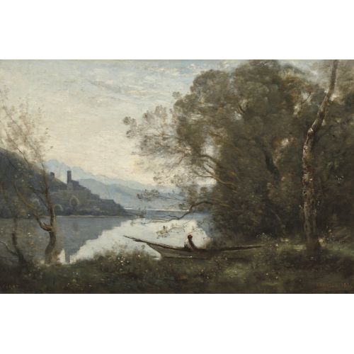 Camille Corot, İtalyan Bir Gölün Demirli Kayıkçı Hatıra Camille Corot, İtalyan Bir Gölün Demirli Kayıkçı Hatıra
