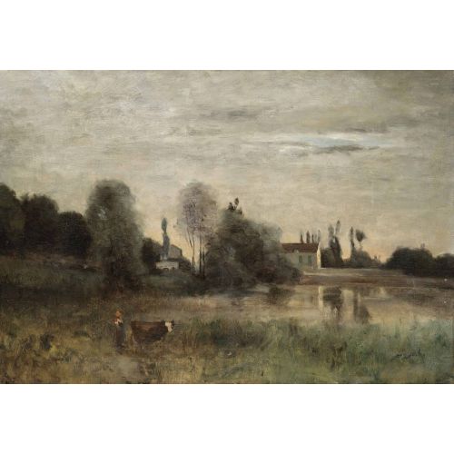 Camille Corot, City Davray Cowbird At The Pond Camille Corot, City Davray Cowbird At The Pond