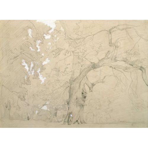 Camille Corot, Büyük Bir Meşe Önünde Genç Adam Camille Corot, Büyük Bir Meşe Önünde Genç Adam