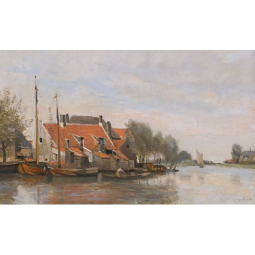 Camille Corot, About Rotterdam Small Houses At The Edge Of A Canal Camille Corot, About Rotterdam Small Houses At The Edge Of A Canal