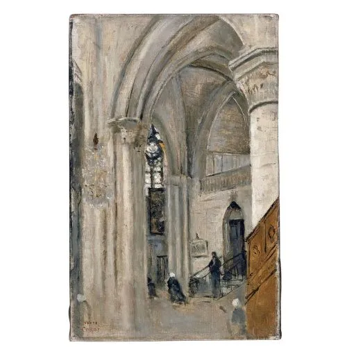 Camille Corot, Interior Of The Church In Mantes Impressionism Camille Corot Interior Of The Church In Mantes Impressionism Art Movements Camille Corot Interior Of The Church In MantesThe