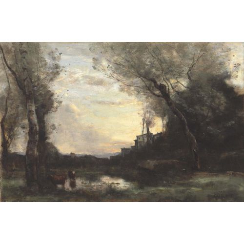 Camille Corot, İnekler Gölet Alacakaranlıkta Camille Corot, İnekler Gölet Alacakaranlıkta