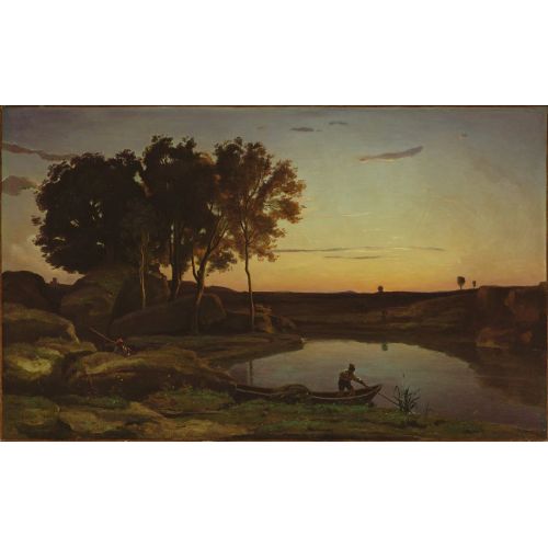 Camille Corot, Göl Ve Kayıkçı İle Manzara Camille Corot, Göl Ve Kayıkçı İle Manzara