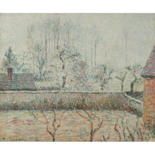 Camille Pissarro, Landscape With Houses And Fence Wall Frost And Mist