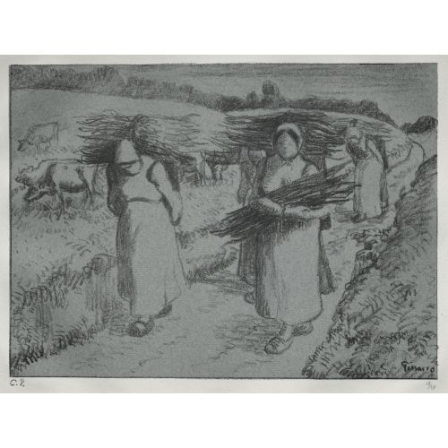 Camille Pissarro, Peasants Carrying Fagots Camille Pissarro, Peasants Carrying Fagots