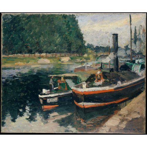 Camille Pissarro, Barges At Pontoise Camille Pissarro, Barges At Pontoise