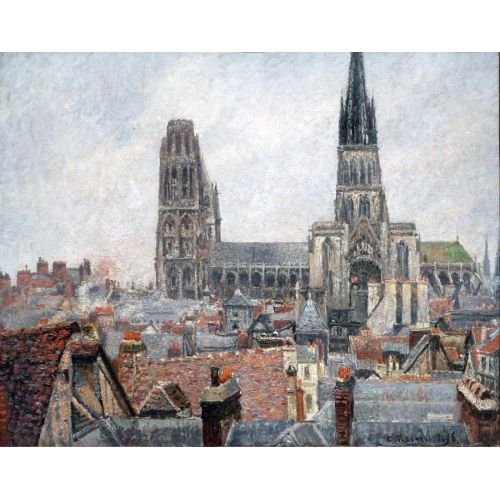 Camille Pissarro, Eski Gri Zaman Rouen Çatıları Camille Pissarro, Eski Gri Zaman Rouen Çatıları