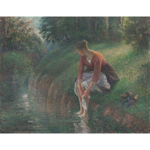 Camille Pissarro, Kadın Ayaklarını Bir Dere Islatıyor Camille Pissarro, Kadın Ayaklarını Bir Dere Islatıyor