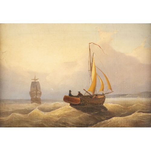 Caspar David Friedrich, Sailboats On The Open Sea At Sunset