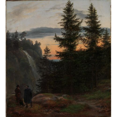 Caspar David Friedrich, Günbatımında Bir Şelalenin Önünde İki Adam Caspar David Friedrich, Günbatımında Bir Şelalenin Önünde İki Adam
