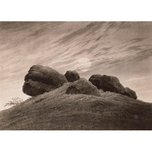 Caspar David Friedrich, Hunebed With Setting Sun, Boulders With Full Moon