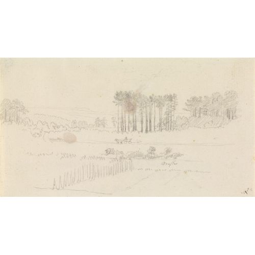 Caspar David Friedrich, Landscape With Tall Pines And Horse-Drawn Carriages