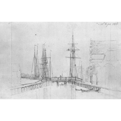 Caspar David Friedrich, Greifswald Harbor With A Bridge On Stone Pillars
