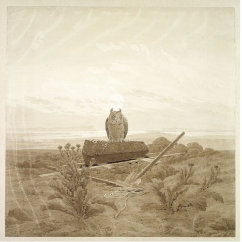 Caspar David Friedrich, Landscape With A Coffin And An Owl