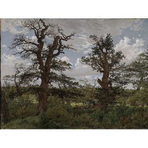 Caspar David Friedrich, Landscape With Oaks And Hunters