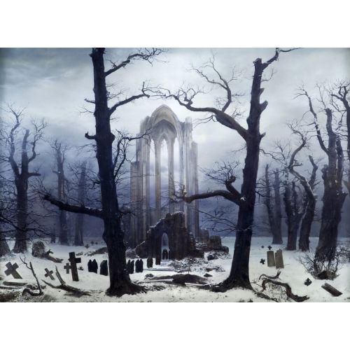 Caspar David Friedrich, Monastery Burial-Ground Under Snow Romance Art Movements Caspar David Friedrich, Monastery Burial-Ground