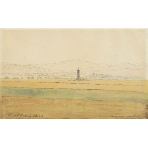 Caspar David Friedrich, A Bohemian Landscape With A Cross In A Field, And Mountains Beyond Caspar David Friedrich, A Bohemian Landscape With A Cross In A Field, And Mountains Beyond