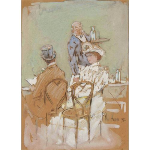 Childe Hassam, Büyük Bulvardaki Kafe Childe Hassam, Büyük Bulvardaki Kafe