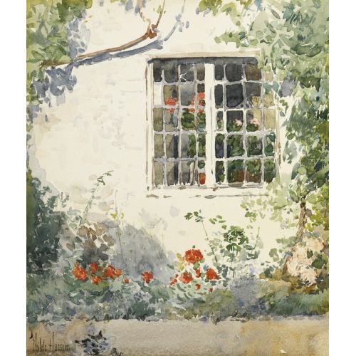 Childe Hassam, Beyaz Duvara Karşı Çiçekler Childe Hassam, Beyaz Duvara Karşı Çiçekler
