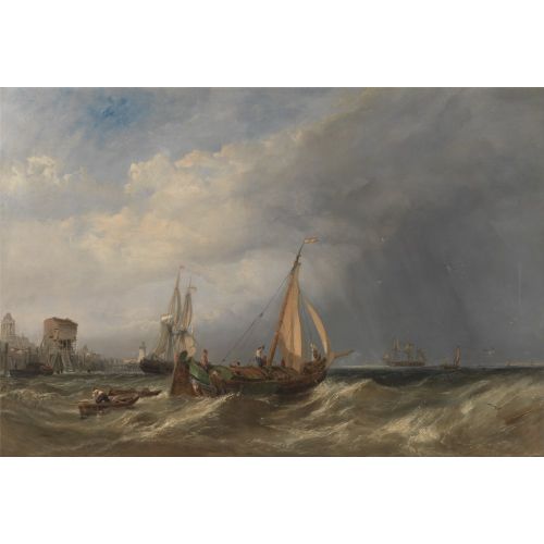 A Dutch Barge And Merchantmen Running Out Of Rotterdam, William Clarkson Stanfield