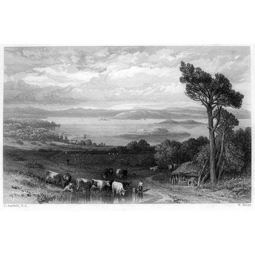 Barnbugle Castle And Firth Of Forth From Laurieston Castle Engraving