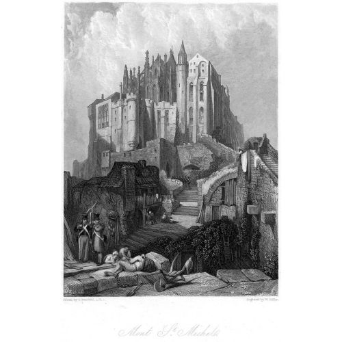 Mont St Michel Engraving Mont St Michel Engraving