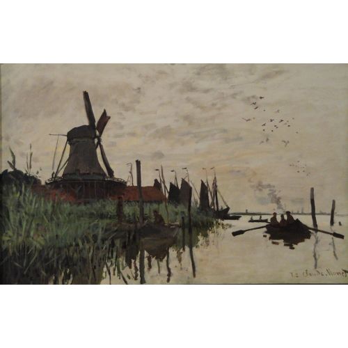 Claude Monet, Windmill And Boats Near Zaandam, Holland