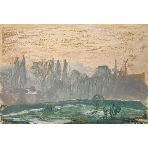Claude Monet, Akşam Gökyüzü İle Kış Manzarası Claude Monet, Akşam Gökyüzü İle Kış Manzarası