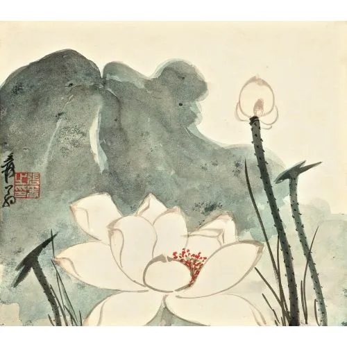 Daqian Zhang Lotus Üçlü Ukiyo-e Sanat Akımları Daqian Zhang Lotus Triple Başlık: Daqian Zhang Lotus Triple Konu: Lotuslar