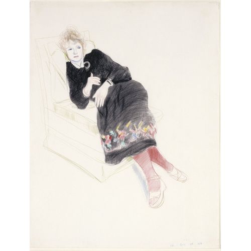 David Hockney, Celia In A Black Dress With Red Stockings David Hockney, Celia In A Black Dress With Red Stockings